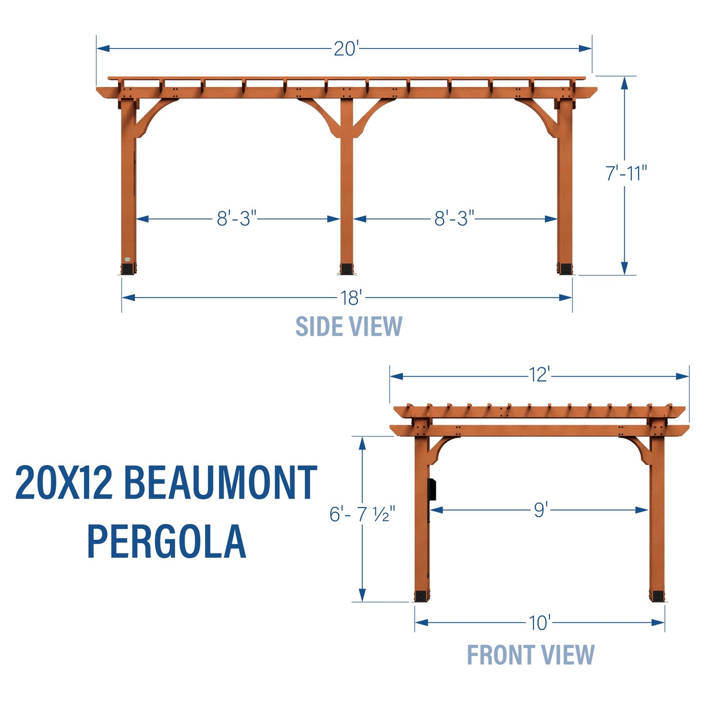Backyard Discovery Beaumont 20 ft. x 12 ft. All Cedar Wooden Pergola