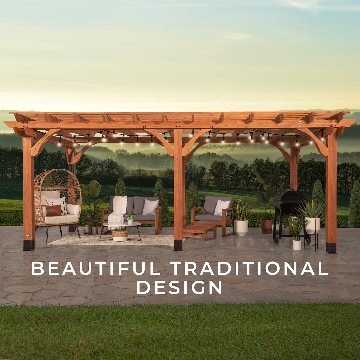 Backyard Discovery Beaumont 20 ft. x 12 ft. All Cedar Wooden Pergola