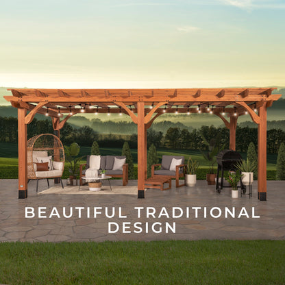 Backyard Discovery Beaumont 20 ft. x 12 ft. All Cedar Wooden Pergola