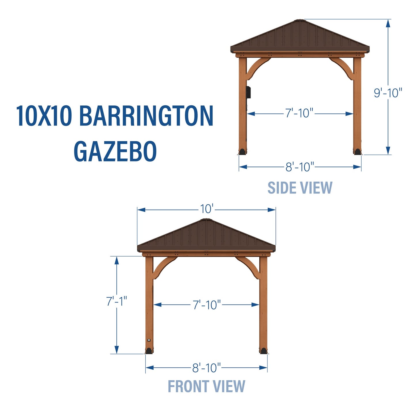 Backyard Discovery 10 x 10 Barrington Brown Gazebo with Hardtop Roof