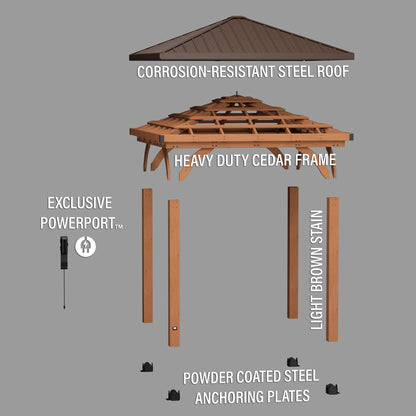 Backyard Discovery 10 x 10 Barrington Brown Gazebo with Hardtop Roof