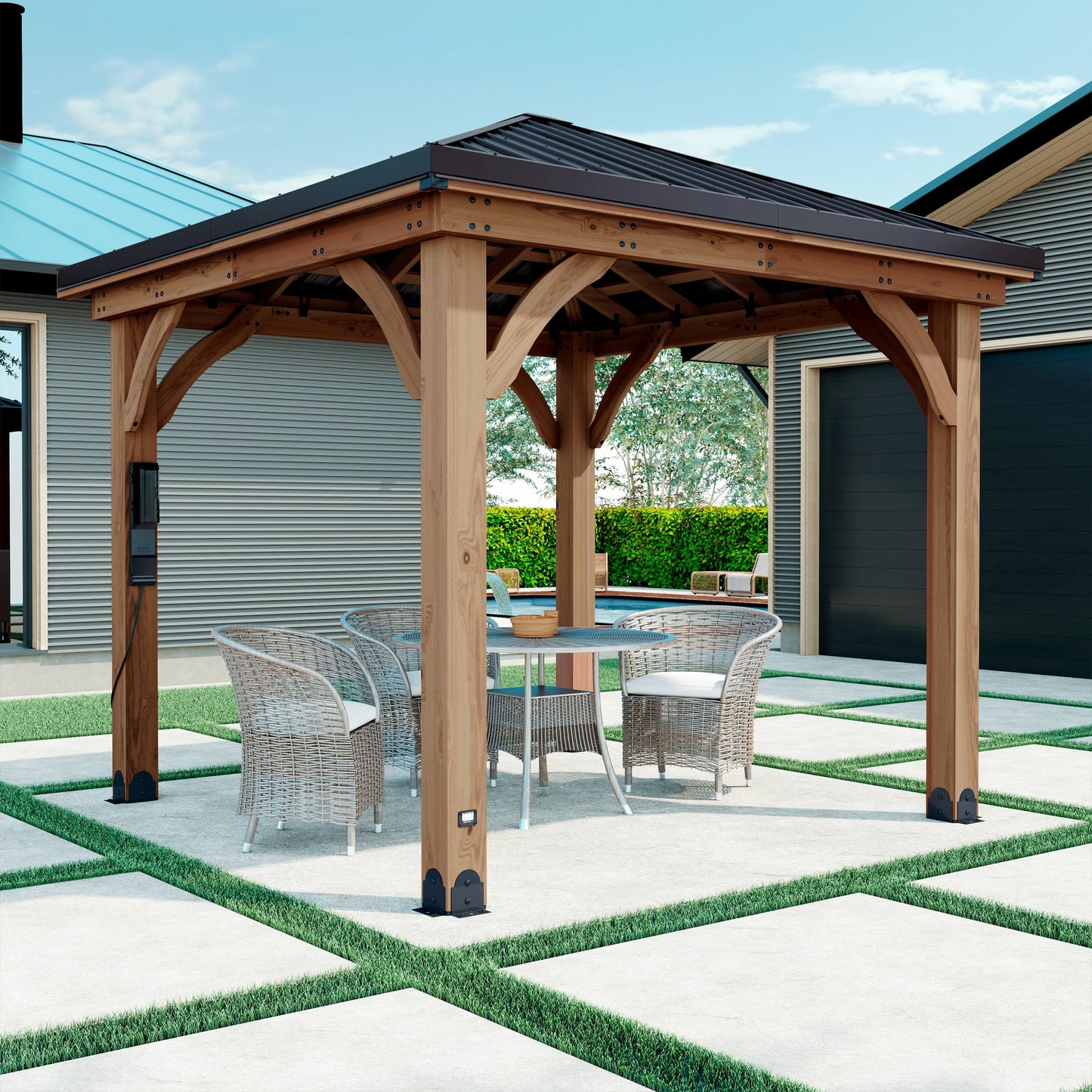 Backyard Discovery 10 x 10 Barrington Brown Gazebo with Hardtop Roof