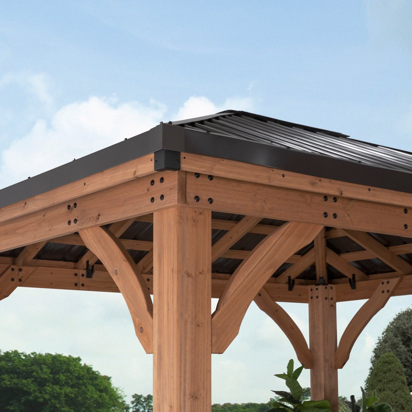Backyard Discovery 10 x 10 Barrington Brown Gazebo with Hardtop Roof