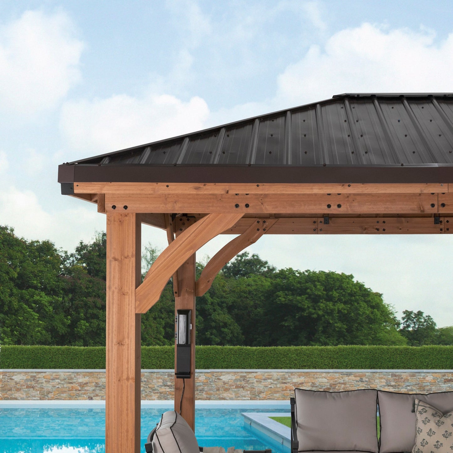 Backyard Discovery 10 x 10 Barrington Brown Gazebo with Hardtop Roof