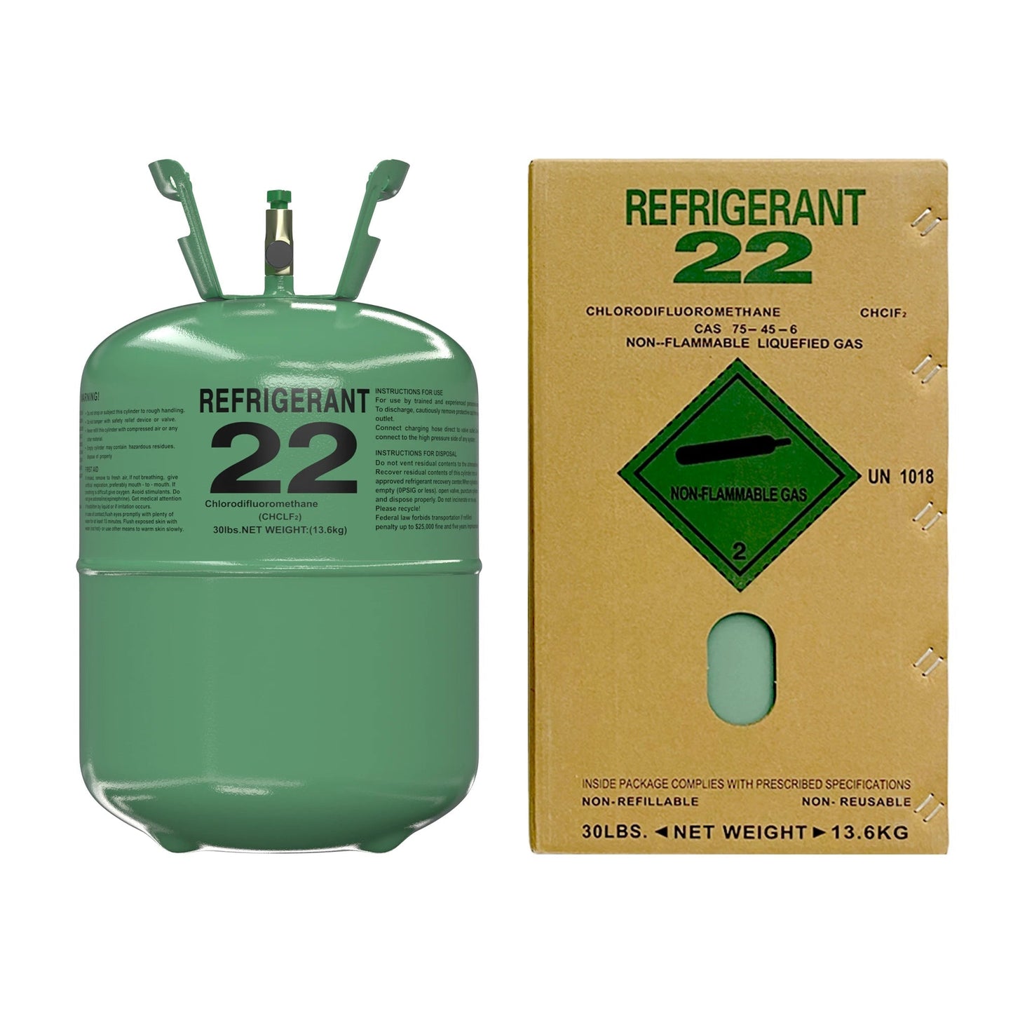 30Lb R22 Refrigerant Gas R-22 | (5 Cylinders / 150lb Total)